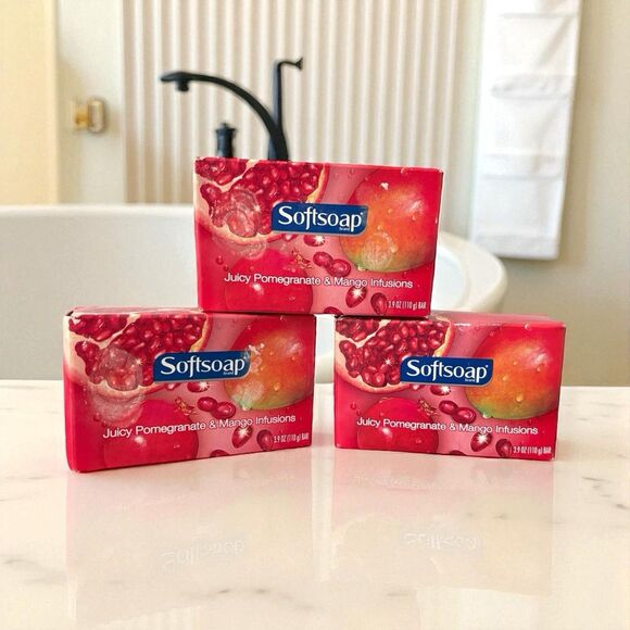 SOFTSOAP LOT of 3 3.9 Oz. JUICY POMEGRANATE & MANGO INFUSION BAR SOAP NEW! - Picture 1 of 8